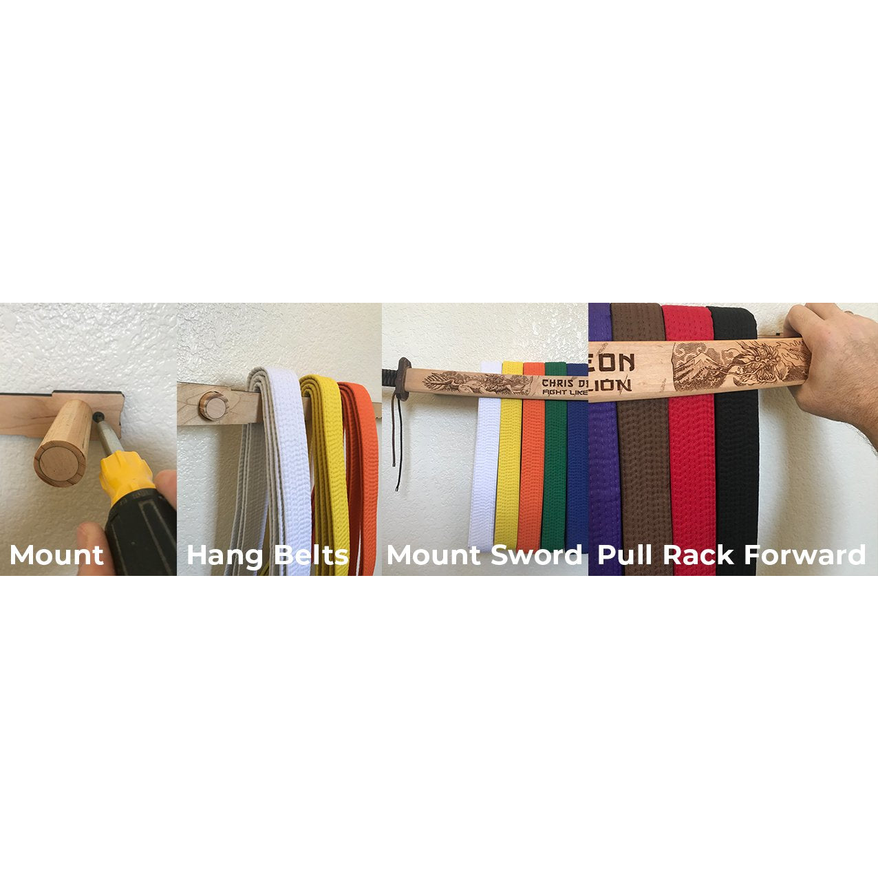 Dojo Stick Rack Kirin Dojo Martial Arts Belt Rack Customizable Wall Sign - Campfire Arts